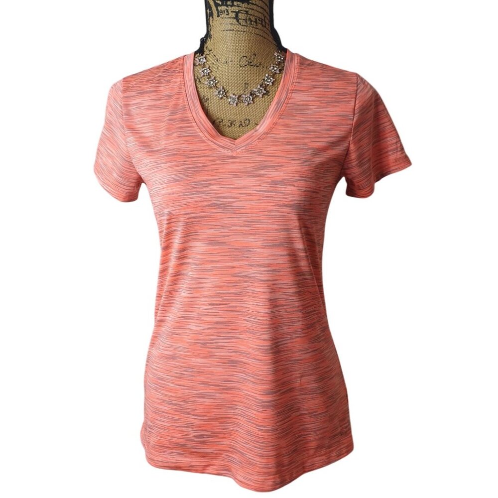 BCG Womens V-Neck T-Shirt S Orange Tri-Wick Athletic Sporty Activewear Athleisur
